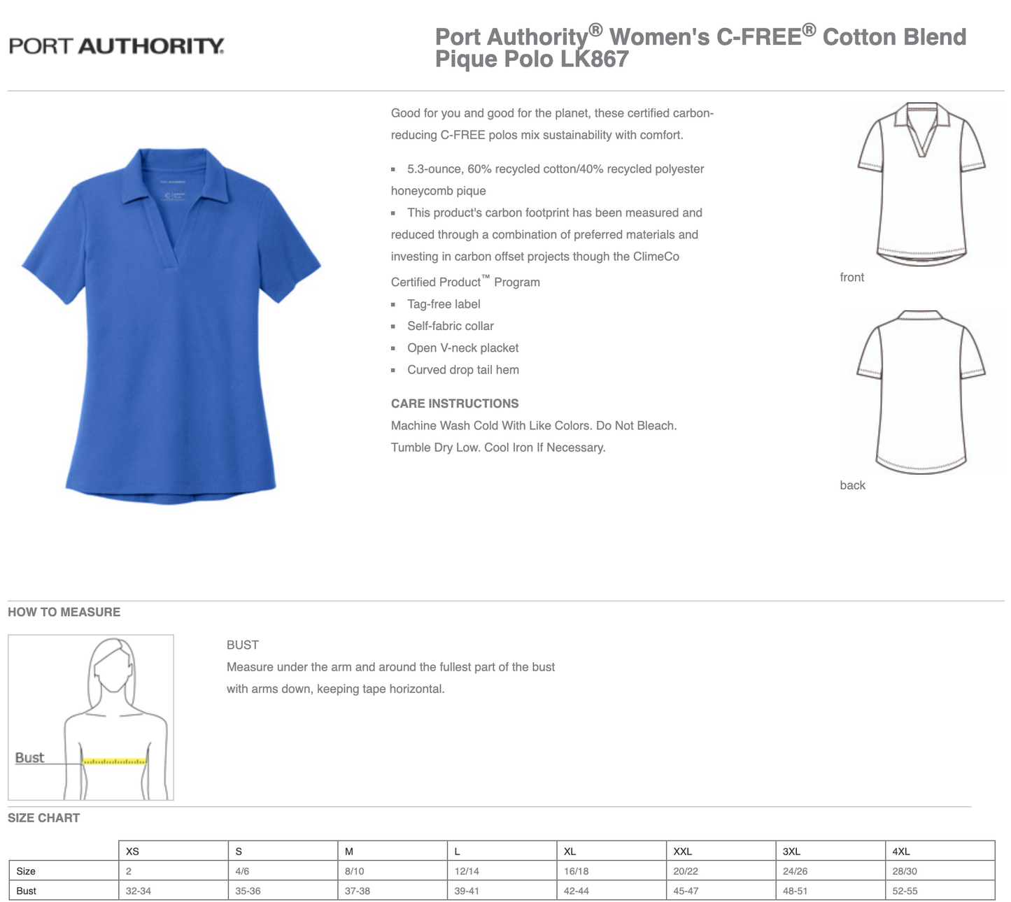 Fundraiser | Port Authority® Women's C-FREE® Cotton Blend Pique Polo