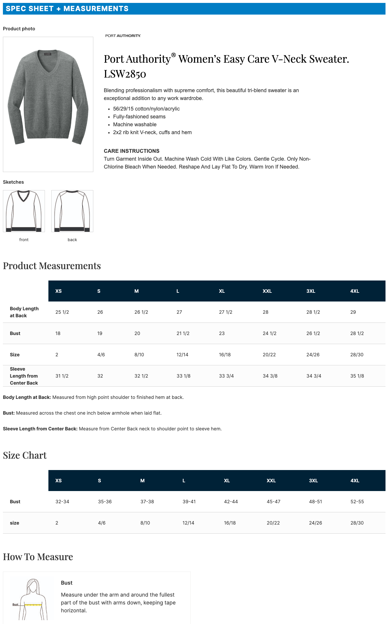 Port Authority® Women’s Easy Care V-Neck Sweater