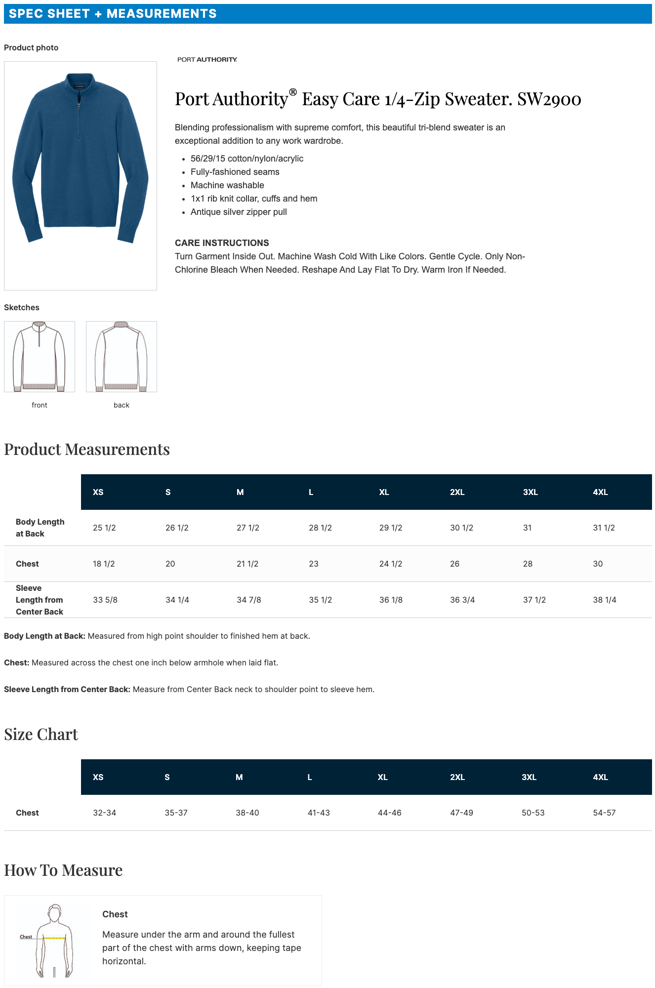 Port Authority® Easy Care 1/4-Zip Sweater
