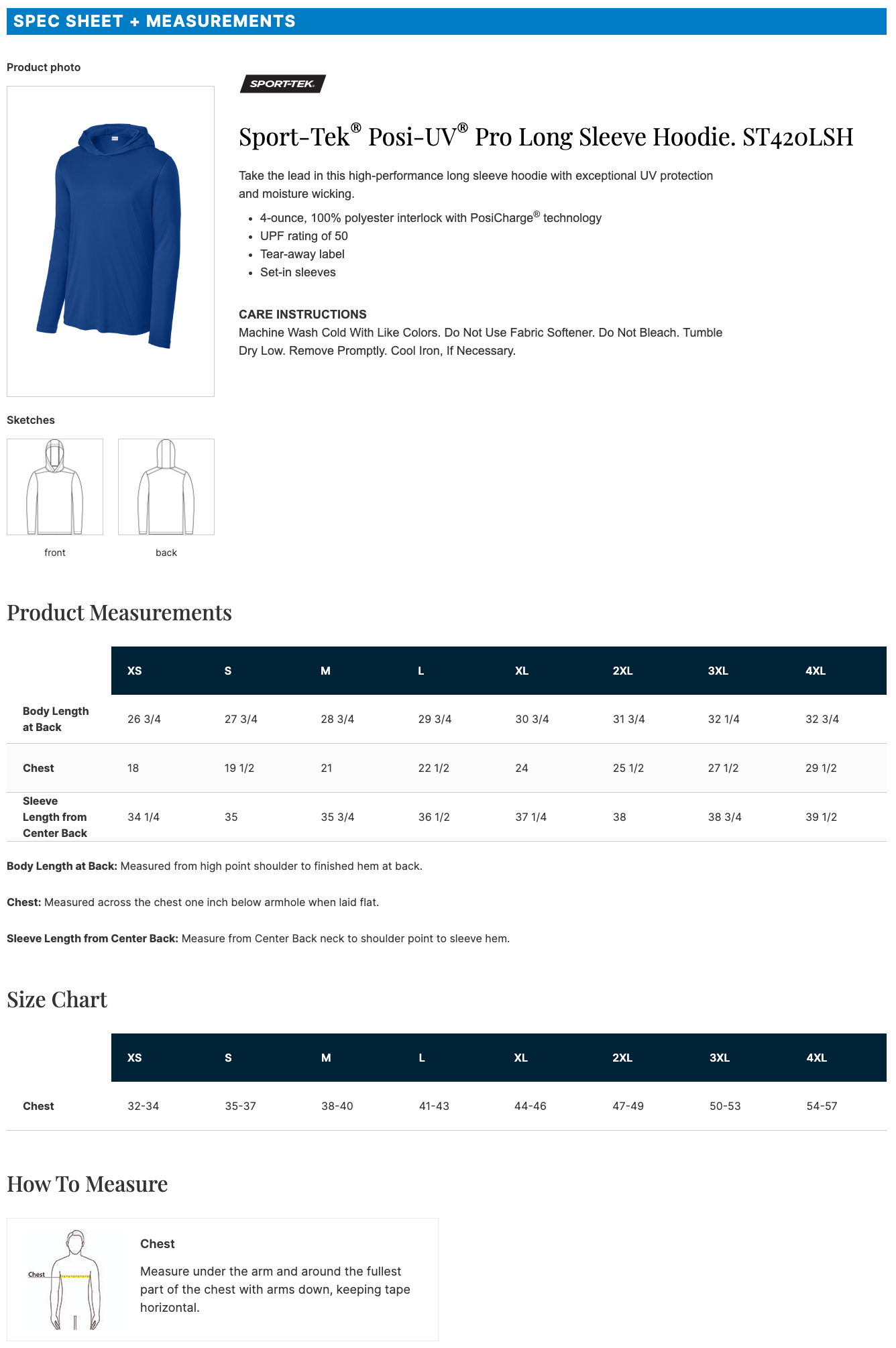 Sport-Tek® Posi-UV® Pro Long Sleeve Hoodie