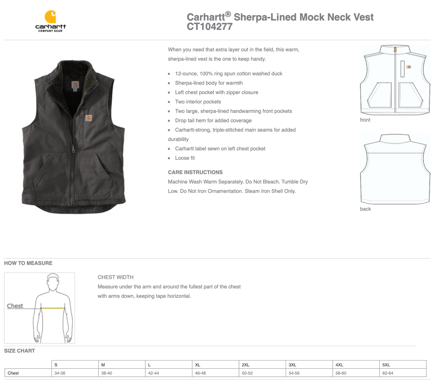 Carhartt® Sherpa-Lined Mock Neck Vest