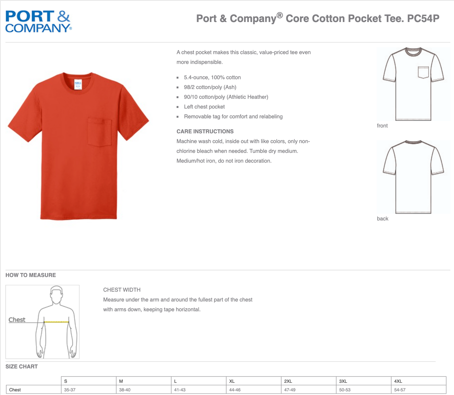 Port & Company® Core Cotton Pocket Tee