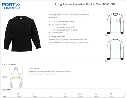 Port & Company® Long Sleeve Essential Pocket Tee