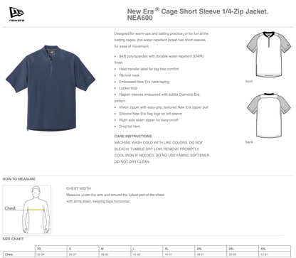 NEA600 | New Era® Cage Short Sleeve 1/4-Zip Jacket