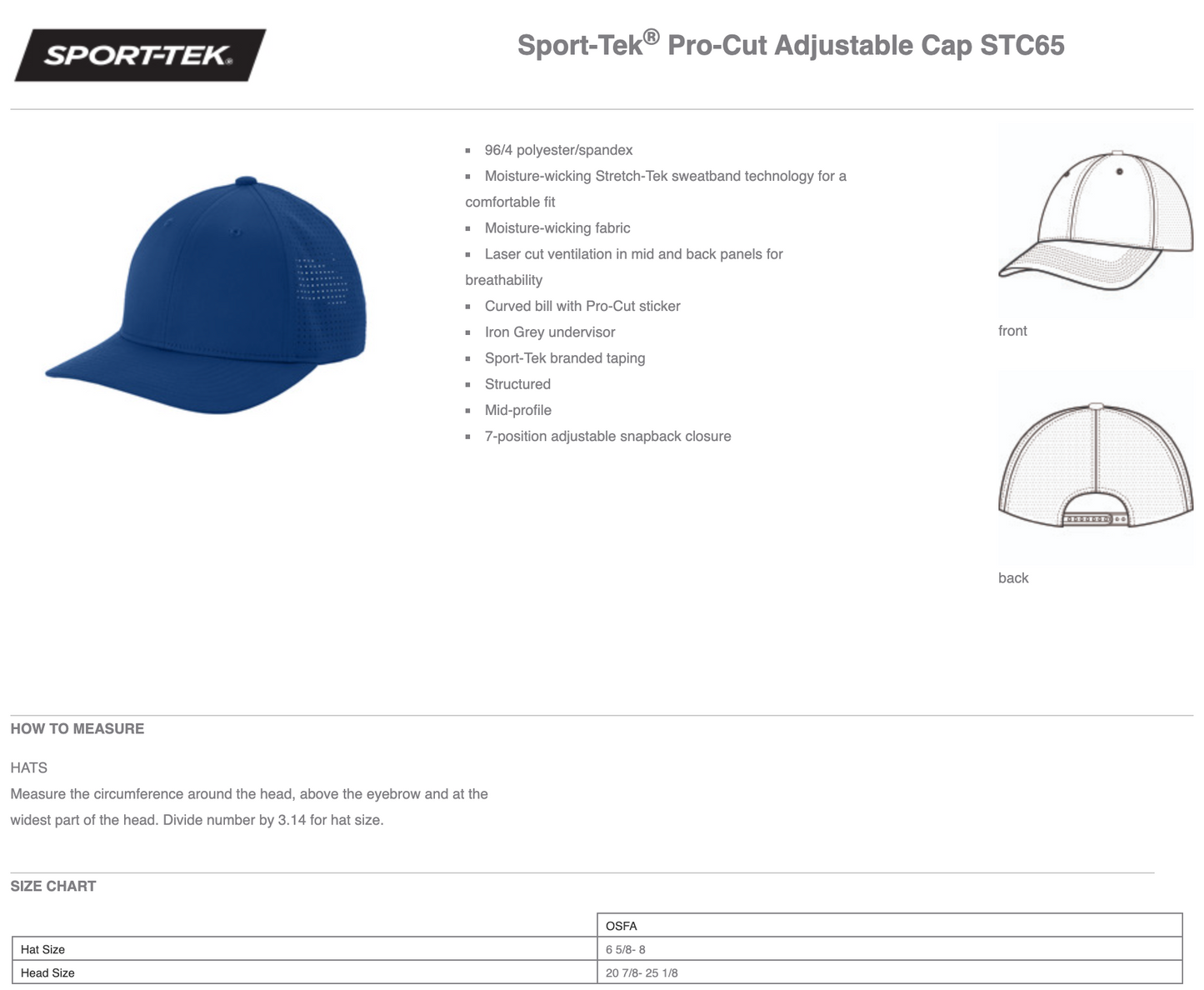 Fundraiser | Sport-Tek® Pro-Cut Adjustable Cap