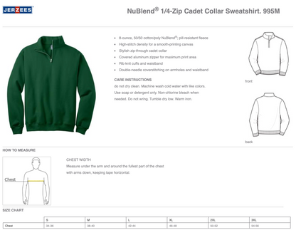 Fundraiser I Jerzees® NuBlend® 1/4-Zip Cadet Collar Sweatshirt