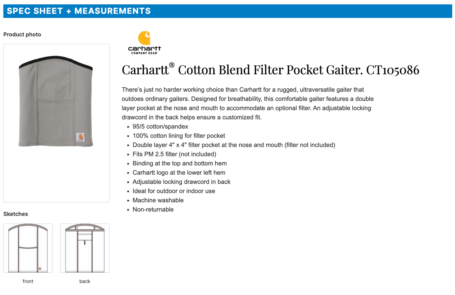 Carhartt® Cotton Blend Filter Pocket Gaiter