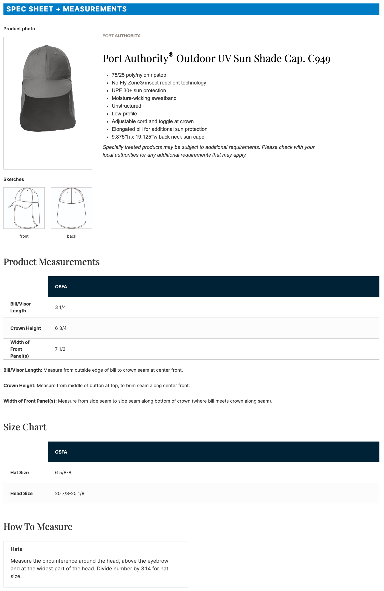 Port Authority® Outdoor UV Sun Shade Cap